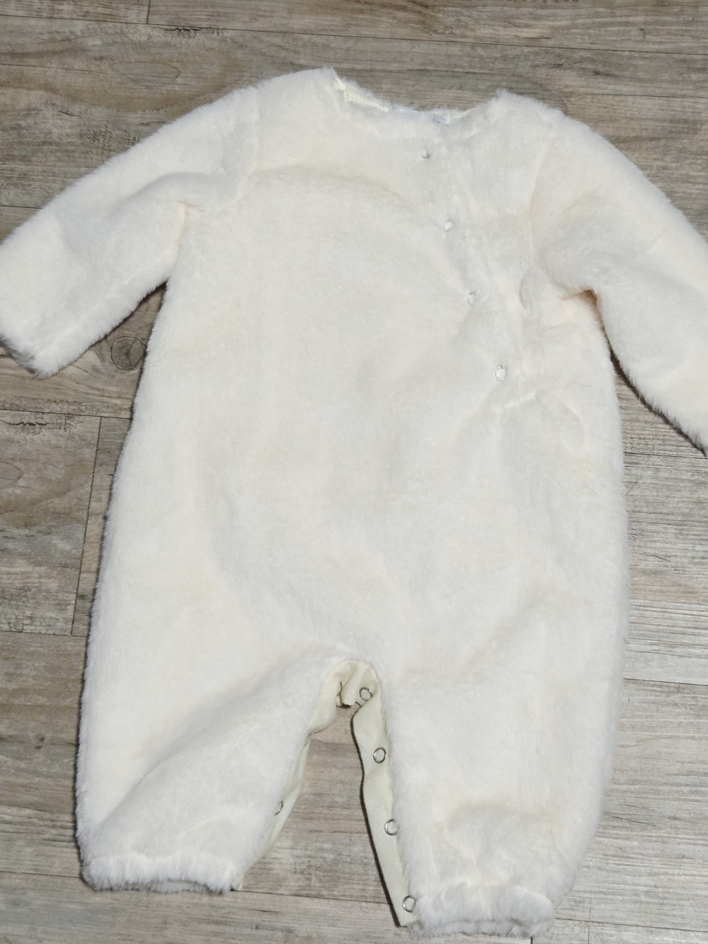 Pottery Barn Kids Baby Mushroom Costume Bodysuit ONLY White Cream Furry 6-12M